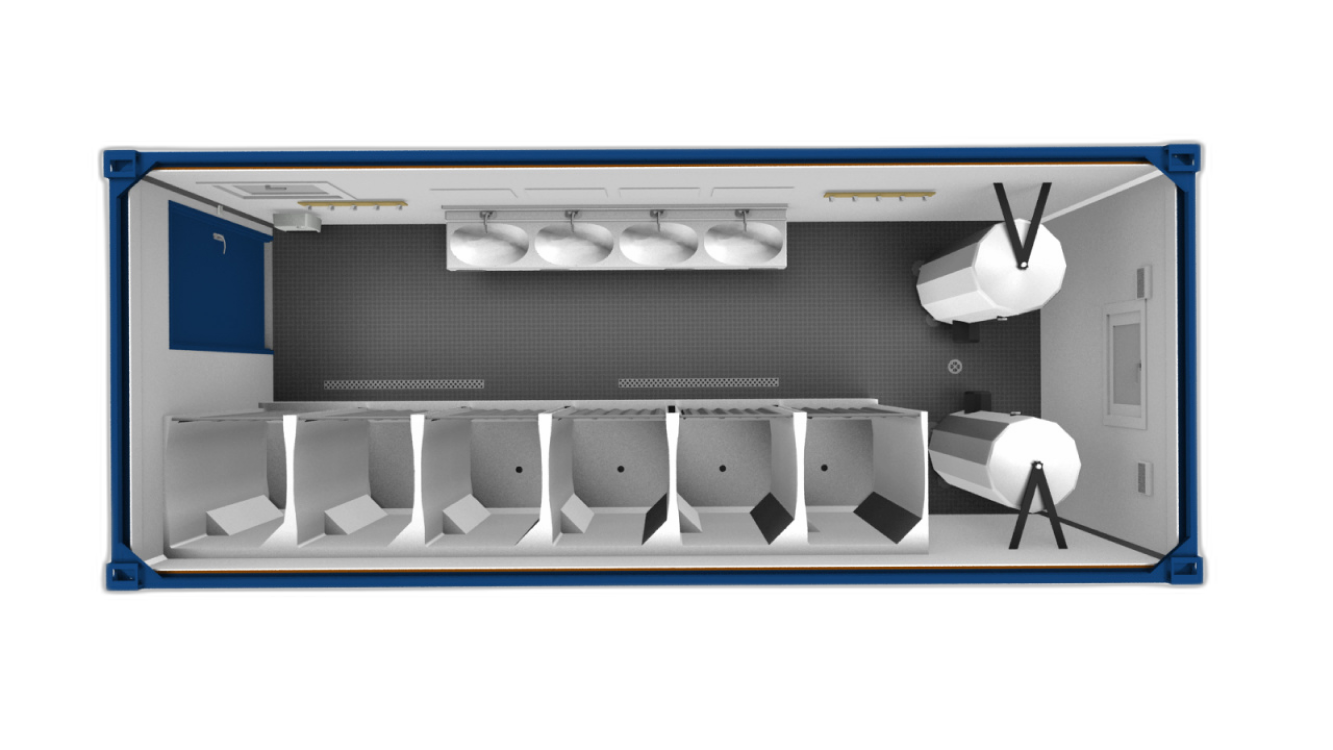 Sanitärcontainer 20-Fuß Dusche und Handwaschbecken Innenansicht 3D-Modell